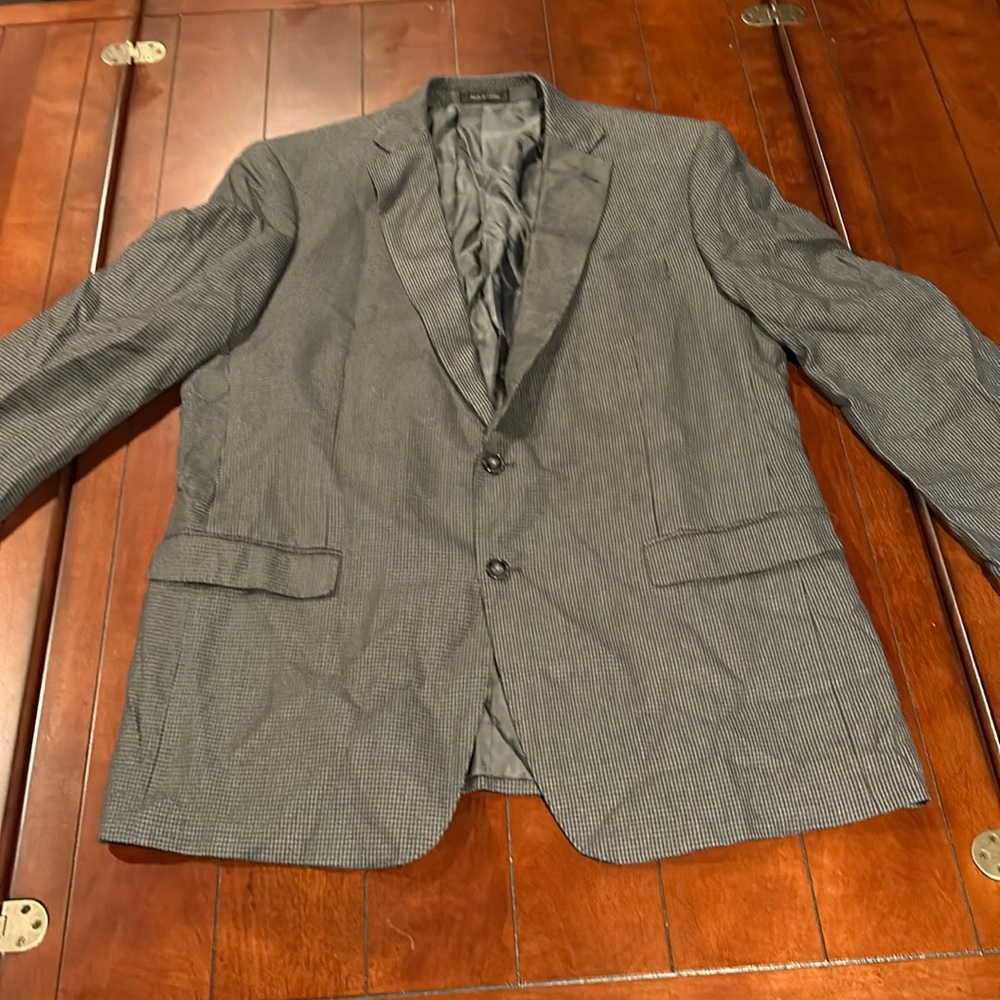 Calvin Klein Black Gray Tweed Blazer Sport Coat Jacket  46L check measurements